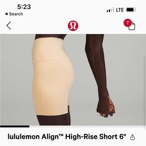 6” align shorts in color Prosecco. Size 6. SOLD OUT ONLINE!
